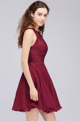 CARLEE | A-line Jewel Short Chiffon Burgundy Homecoming Dresses with Lace Appliques_11