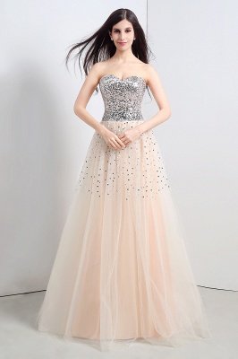 CECELIA | A-line Strapless Tulle Party Dress With  Sequined_3