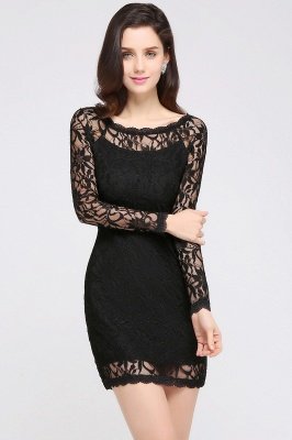 Sexy Black Lace Long Sleeves Mermaid Prom Dresses_9
