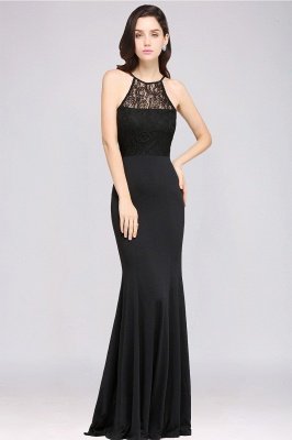 Lace Black Meerjungfrau Schlüsselloch ärmellose Sexy Jewel Chiffon Abendkleid_4