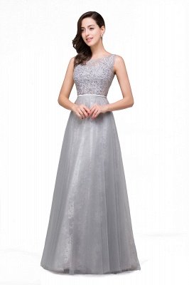 FRANKIE | A-Line Sleeveless Illusion Floor-Length Tulle Prom Dresses with Embroidered Flowers_1