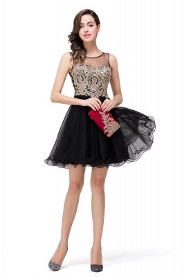 ESTRELLA | A-line Crew Short Sleeveless Appliques Prom Dress_11