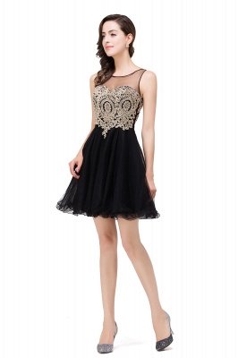 ESTRELLA | A-line Crew Short Sleeveless Appliques Prom Dress_10