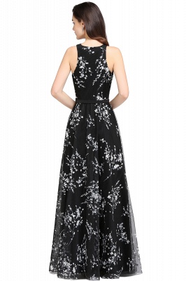 ALYSSA | A-line Floor Length Black Evening Dresses with Flowers_8