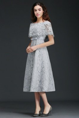 ALEXIS | A Line Off Shoulder Tea-Length Lace Homecoming Dresses With Sash_2