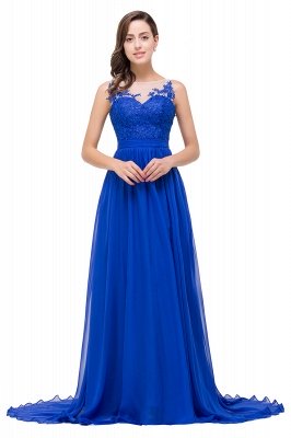 EMILIA | A-line Scoop-Neck Floor-length Sleeveless Chiffon Prom Dresses with Appliques_1