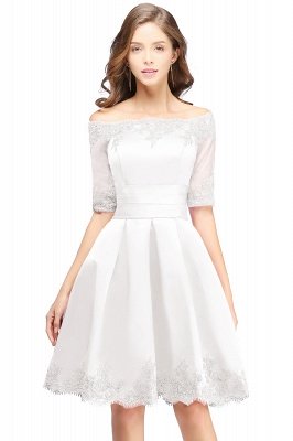 ELSIE | A-line Off-shoulder Half Sleeves Short Lace Appliques Prom Dresses_1