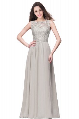 ELYSE | A-line Sleeveless Crew Floor-length Lace Top Chiffon Prom Dresses_8