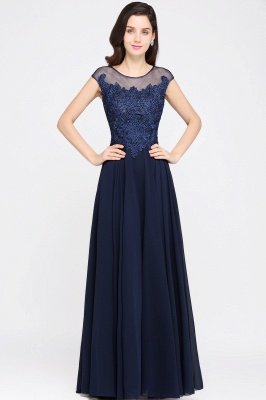 AVALYN | A-line Scoop Navy Chiffon Prom Dress With Appliques_1