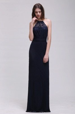 CHARLEE | Column Floor length Halter Navy blue Prom Dress_8