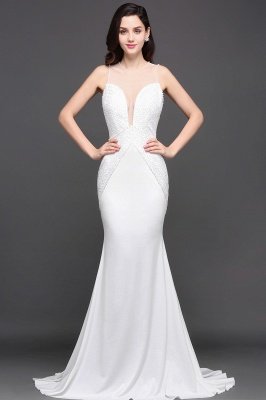 AVERY | Mermaid Scoop Chiffon White Evening Dress With Beadings_2