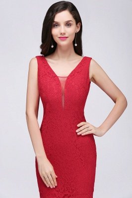 CLARISSA |Mermaid Floor-length Lace Red Prom Dress_7