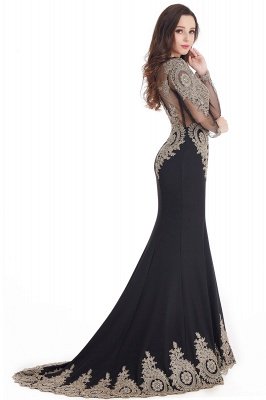 Crystal | Sexy Mermaid Lace Appliques Long Sleeves Prom Dresses with Beadings_12