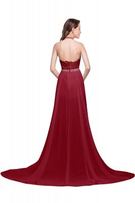 ADELE | A-line Halter Chiffon Evening Dress with Lace_5