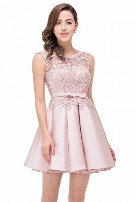 ADELAIDE | A-Linie knielanges Satin Homecoming Kleid mit Spitze_7