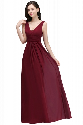 ALEXA | Sheath V Neck Burgundy Chiffon Long Evening Dresses_5