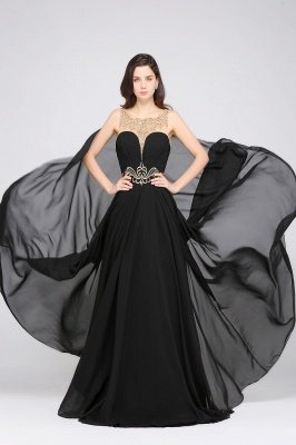 AVA | A-line Scoop Chiffon Prom Dress With Lace_5
