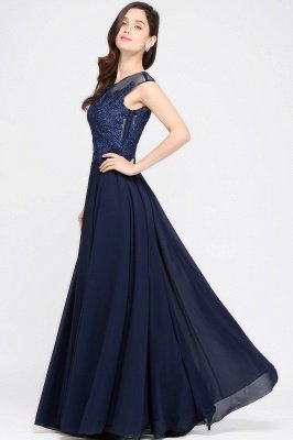 AVALYN | A-line Scoop Navy Chiffon Prom Dress With Appliques_7