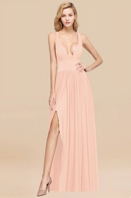 Elegant V-Neck Sleeveless Bridesmaid Dress |Aline Floor Length Bridesmaid Dress With Slit_5