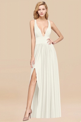Elegant V-Neck Sleeveless Bridesmaid Dress |Aline Floor Length Bridesmaid Dress With Slit_2