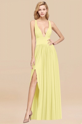 Elegant V-Neck Sleeveless Bridesmaid Dress |Aline Floor Length Bridesmaid Dress With Slit_16