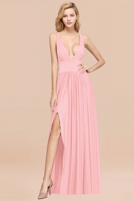 Elegant V-Neck Sleeveless Bridesmaid Dress |Aline Floor Length Bridesmaid Dress With Slit_4