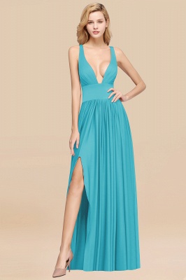 Elegant V-Neck Sleeveless Bridesmaid Dress |Aline Floor Length Bridesmaid Dress With Slit_21