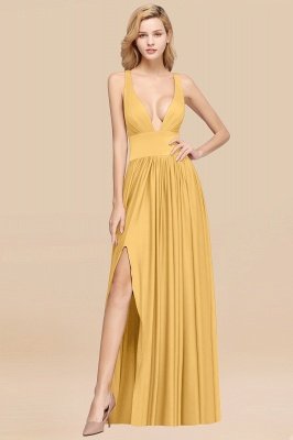 Elegant V-Neck Sleeveless Bridesmaid Dress |Aline Floor Length Bridesmaid Dress With Slit_12