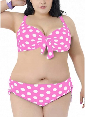 Plus Size Polka Dot Knot Sexy Bikini Set_1