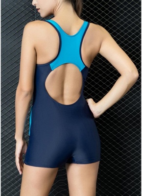 Women One Piece Swimwear Color Splice Cut Out Padding Bathing Suit Swimsuits_5