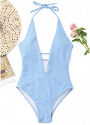 Deep V Neck Padded Monokini Push Up Bathing Suit_1