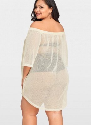 Women Sheer Cover Up Dress 3/4 Sleeve Sexy Bikini Cover-up Overall_4