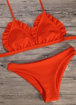 Frauen Bikini Set Push Up Bademode Badeanzug Rüschen Low Waisted gepolsterte zweiteilige Badeanzug Beach Wear