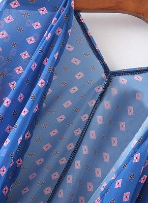 Boho en mousseline de soie imprimé géométrique lâche Kimono lâche_7