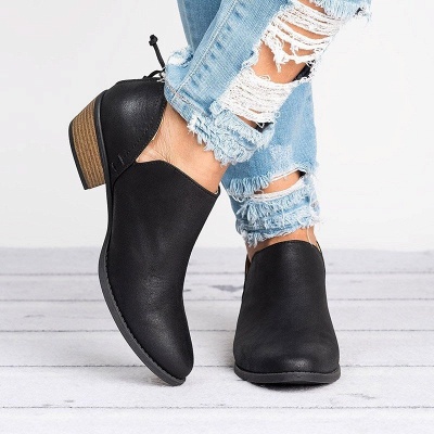 Women Pu zipper Casual Daily  Chunky Boots_11