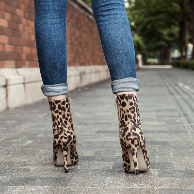 Leopard Date Zipper Suede Pointed Toe Boots_4