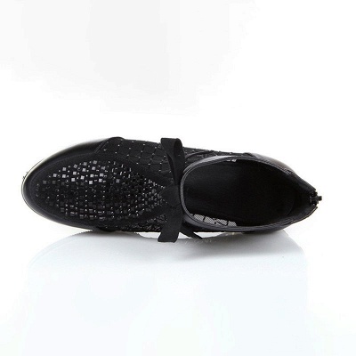 Black Chunky Heel Bowknot Casual Mesh Boots | Newarrivaldress.com