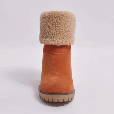 Nubuck Chunky Heel Slip-On Round Toe Boots_15
