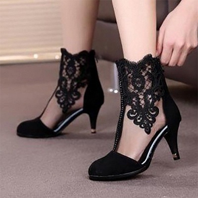 Dress All Season Stitching Lace Mesh Stiletto Heel Boot_5