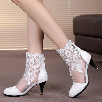 Dress All Season Stitching Lace Mesh Stiletto Heel Boot_6