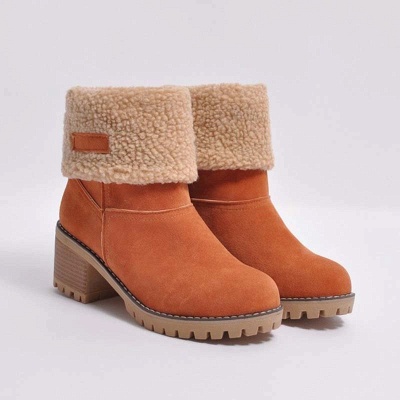 Nubuck Chunky Heel Slip-On Round Toe Boots_2