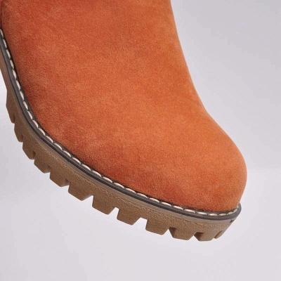 Nubuck Chunky Heel Slip-On Round Toe Boots_17
