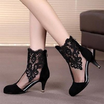 Dress All Season Stitching Lace Mesh Stiletto Heel Boot_2