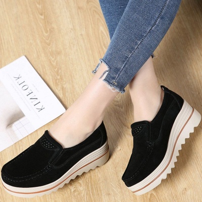 Casual Round Toe Leather Flat Heel Loafers_4