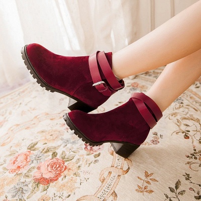 Buckle Chunky Heel Pointed Toe Elegant Boots_8