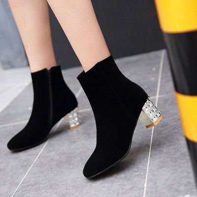 Chunky Heel Zipper Daily Pointed Toe Elegant Boots_6