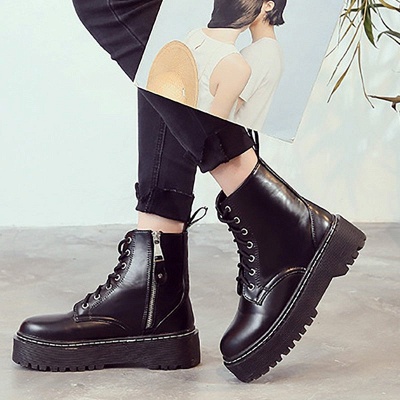 Platform Lace-up Round Toe Boots_4