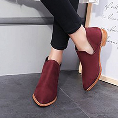 Chunky Heel Daily Pointed Toe Elegant Suede Boots_4