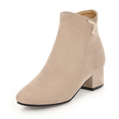 Zipper Chunky Heel Suede Boots_8