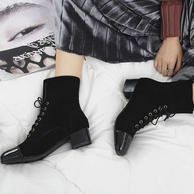 Rivet Chunky Heel Daily Square Toe Boots_4